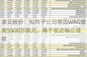 凌云股份：拟向子公司德国WAG增资5500万欧元，用于偿还相应借款