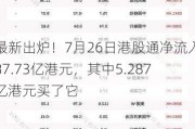 最新出炉！7月26日港股通净流入87.73亿港元，其中5.287亿港元买了它