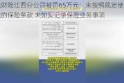 大地财险江西分公司被罚65万元：未按照规定使用经备案的保险条款 未如实记录保险业务事项