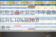 保利物业盘中异动 下午盘急速拉升5.10%报26.800港元