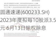 圆通速递(600233.SH)2023年度拟每10股派3.5元 6月13日除权除息