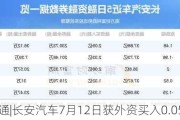 沪深股通|长安汽车7月12日获外资买入0.05%股份