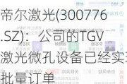 帝尔激光(300776.SZ)：公司的TGV激光微孔设备已经实现小批量订单