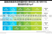 AI应用：到2027年AI手机的渗透率将达到40%，出货量超过5亿台，AI PC的渗透率将达到85%