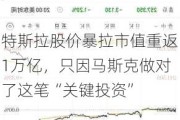 特斯拉股价暴拉市值重返1万亿，只因马斯克做对了这笔“关键投资”