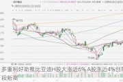 多重利好助推比亚迪H股大涨近6% A股涨近4%创阶段新高