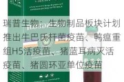 瑞普生物：生物制品板块***推出牛巴氏杆菌疫苗、鸭瘟重组H5活疫苗、猪蓝耳病灭活疫苗、猪圆***单位疫苗