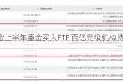 私募基金上半年重金买入ETF 百亿元级机构持有占比最高