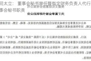 司太立： 董事会秘书辞任暨指定财务负责人代行董事会秘书职责