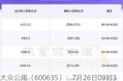 大众公用（600635）：7月26日09时36分触及涨停板