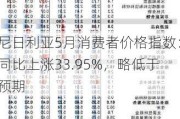 尼日利亚5月消费者价格指数：同比上涨33.95%，略低于预期