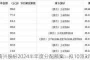 南兴股份2024半年度分配预案：拟10派3元