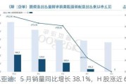 比亚迪：5 月销量同比增长 38.1%，H 股涨近 6%