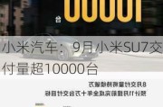 小米汽车：9月小米SU7交付量超10000台