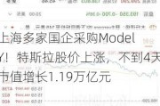 上海多家国企***购Model Y！特斯拉股价上涨，不到4天市值增长1.19万亿元