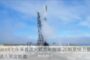 SpaceX七年来首次火箭发射故障 20颗星链卫星未能进入预定轨道