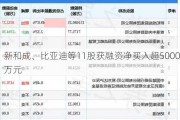 新和成、比亚迪等11股获融资净买入超5000万元