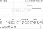 深交所：“特国2401”(102267)临时停牌，于15时27分00秒复牌