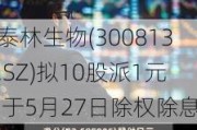 泰林生物(300813.SZ)拟10股派1元 于5月27日除权除息