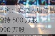 好当家：实控人唐传勤拟增持 500 万股至 990 万股