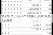 ST天喻:关于召开2024年第三次临时股东大会的通知