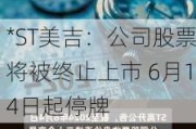 *ST美吉：公司股票将被终止上市 6月14日起停牌