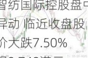 智纺国际控股盘中异动 临近收盘股价大跌7.50%报0.740港元