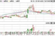 注意！雪峰科技将于6月25日召开股东大会