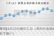 猪事邦|| 6月23日猪价汇总（周均价连续6周上涨后下跌！）