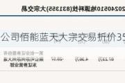 新三板基础层公司佰能蓝天大宗交易折价35%，成交金额16.46万元