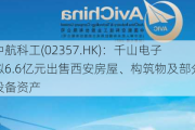 中航科工(02357.HK)：千山电子拟6.6亿元出售西安房屋、构筑物及部分设备资产