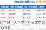 瑞丰银行大宗交易折价成交50.00万股