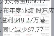 捷利交易宝(08017)发布年度业绩 股东应占溢利848.27万港元 同比减少67.77%