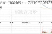 信息发展（300469）：7月10日10时23分触及涨停板