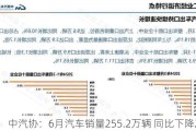 中汽协：6月汽车销量255.2万辆 同比下降2.7%