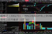 中威电子（300270）：MACD指标DIF线上穿0轴-技术指标上后市看多（07-16）