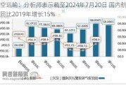 航空运输：分析师表示截至2024年7月20日 国内航班量同比2019年增长15%