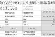 天津发展(00882.HK)：力生制药上半年净利润1.02亿元 同比增长13.50%