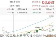 锂业股早盘上扬 天齐锂业涨逾5%赣锋锂业涨超3%