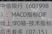 中信银行（601998）：MACD指标DIF线上穿0轴-技术指标上后市看多（07-15）