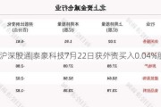 沪深股通|泰豪科技7月22日获外资买入0.04%股份