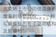 北交所上市公司倍益康新增专利信息授权：“一种可调振幅的振动驱动结构及筋膜枪”