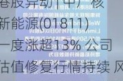 港股异动 | 中广核新能源(01811)一度涨超13% 公司估值修复行情持续 风光业绩有望保持增长