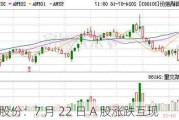 海锅股份：7 月 22 日 A 股涨跌互现