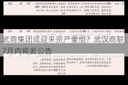 武商集团或迎来资产重组？武汉商联：7月内将发公告