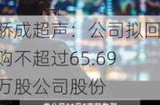 骄成超声：公司拟回购不超过65.69万股公司股份