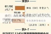 央行：5月末M2余额301.85万亿元，同比增长7%