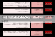 信邦制药(002390.SZ)已耗资1.75亿元回购2.07%股份