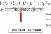 电光科技（002730）：6月26日09时48分触及涨停板