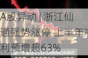 A股异动 | 浙江仙通强势涨停 上半年净利预增超63%